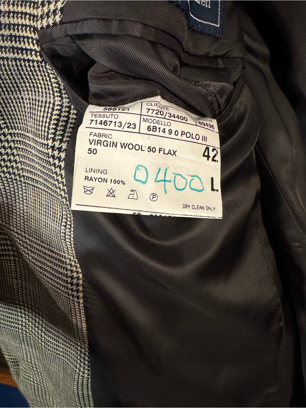 Polo by Ralph Lauren Glen Plaid Sport Coat in White/Black Wool & Flax 42L READ - Picture 7 of 16